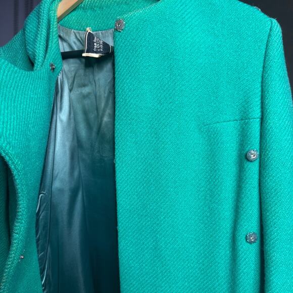 Vintage 1950s Joseph Magnin Emerald Green Wool Coat Mod Swing Style Mid Century - Picture 12 of 16